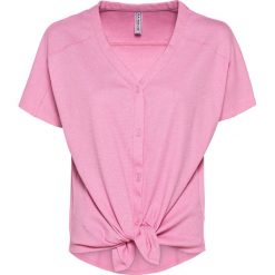 Shirt oversize bonprix jasnoróżowy. Różowe koszulki damskie bonprix, bez wzorów, bez kołnierzyka, bez rękawów. Za 64,99 zł.