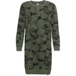 Bluza dresowa z nadrukiem bonprix czarny z nadrukiem. Czarne bluzy damskie bonprix, z dresówki, bez kaptura. Za 109,99 zł.
