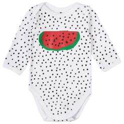 Garnamama Body Dzieciece W Kropki Z Arbuzem 68 Białe. Białe body niemowlęce marki Garnamama, w kropki, z długim rękawem. Za 33,00 zł.