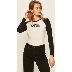 Vans - Longsleeve. Białe topy damskie Vans, s, z nadrukiem, z bawełny, z okrągłym kołnierzem. Za 149,90 zł.