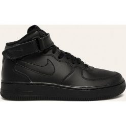 Nike Kids - Buty dziecięce Air Force 1 Mid. Czarne trampki chłopięce Nike Kids, bez wzorów, ze skóry, sportowe, z okrągłym noskiem, na sznurówki. W wyprzedaży za 269,90 zł.