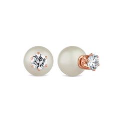 Pozłacane kolczyki. Szare kolczyki damskie Diamond Style, z perłą, złote. W wyprzedaży za 84,95 zł.