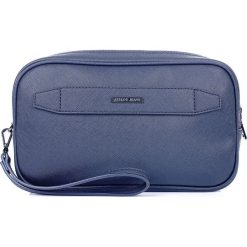Kosmetyczka. Niebieskie kosmetyczki męskie Armani Jeans, z aplikacjami, z tkaniny. Za 239,60 zł.