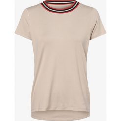 Marc Cain Collections - T-shirt damski, beżowy. Brązowe t-shirty damskie Marc Cain Collections, bez wzorów, prążkowane, z okrągłym kołnierzem. Za 499,95 zł.