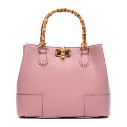 Torebki klasyczne damskie: Skórzana torebka w kolorze jasnoróżowym – (S)28 x (W)39 x (G)13,5 cm