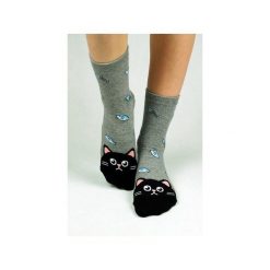 Skarpetki z czarnym kotem Wackiem. Szare skarpetki damskie marki Candysox.pl. Za 30,00 zł.