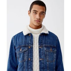 Kurtka jeansowa z kołnierzem ze sztucznego baranka. Szare kurtki męskie bomber Pull&Bear, m, z jeansu. Za 199,00 zł.