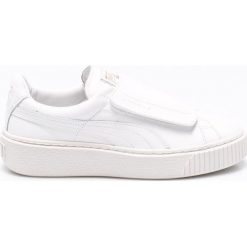 Puma - Buty Basket Platform Strap. Białe buty sportowe damskie Puma, bez wzorów, ze skóry, sportowe. W wyprzedaży za 239,90 zł.