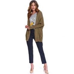 Luźny kardigan. Brązowe swetry damskie Top Secret, na wiosnę, bez wzorów, eleganckie, bez rękawów, długie, bez kaptura. W wyprzedaży za 109,99 zł.