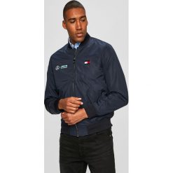 Tommy Hilfiger - Kurtka bomber. Niebieskie płaszcze męskie TOMMY HILFIGER, xl, bez wzorów, z elastanu, krótkie, bez kaptura. W wyprzedaży za 799,90 zł.