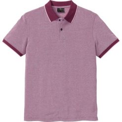 Shirt polo z kontrastowym kołnierzykiem bonprix jeżynowy melanż. Fioletowe koszulki męskie bonprix, s, bez wzorów, bez rękawów. Za 44,99 zł.