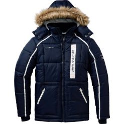 Kurtka pikowana z kapturem bonprix ciemnoniebieski. Niebieskie płaszcze męskie bonprix, na zimę, m, bez wzorów, z kapturem. Za 269,99 zł.