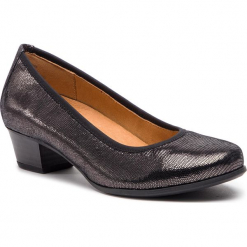 Półbuty CAPRICE - 9-22300-21 Gunmetal Rept. 928. Czarne półbuty damskie skórzane Caprice, na obcasie. Za 249,90 zł.