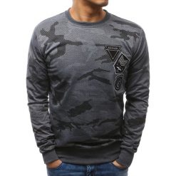 Bluzy męskie: Bluza męska z nadrukiem camo antracytowa (bx3467)