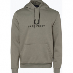 Fred Perry - Męska bluza nierozpinana, zielony. Zielone bluzy męskie rozpinane marki Fred Perry, m, z napisami. Za 579,95 zł.