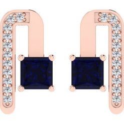 Złote kolczyki-wkrętki z diamentami i syntetycznymi szafirami. Żółte kolczyki damskie Art of Diamond & Co., z szafirem, złote. W wyprzedaży za 505,95 zł.