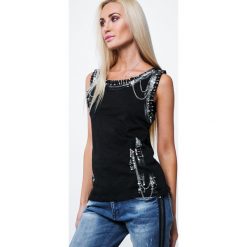 Bluzki damskie: Bluzka z agrafkami czarna ZZ1095