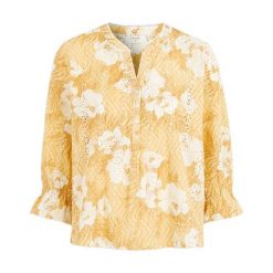 Cream Bluzka Niva żółty we wzory female żółty/ze wzorem 46. Żółte bluzki damskie Cream, s, z haftami, z bawełny, eleganckie, z falbankami, bez rękawów. Za 399,00 zł.