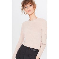 Strukturalna bluzka z napami - Beżowy. Brązowe bluzki damskie Mohito, s, bez wzorów, bez kołnierzyka, bez rękawów. Za 69,99 zł.