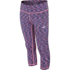 Legginsy sportowe dla dużych dziewcząt JLEG400 - MULTIKOLOR MELANŻ. Szare buty dziewczęce sportowe 4F JUNIOR, z nadrukiem, z elastanu. Za 49,99 zł.