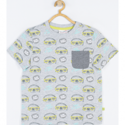 Koszulka. Szare t-shirty chłopięce LAZY AMAZY, z nadrukiem, z elastanu, z długim rękawem. Za 34,90 zł.