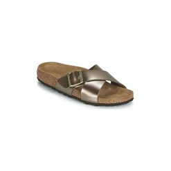 Klapki Birkenstock SIENA. Żółte klapki damskie Birkenstock, bez wzorów, bez obcasa. W wyprzedaży za 279,20 zł.