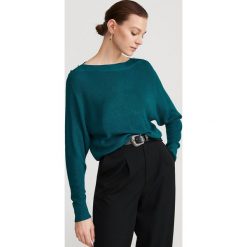 Sweter z dekoltem w łódkę - Turkusowy. Niebieskie swetry damskie Reserved, s, bez wzorów, bez rękawów, bez kaptura. W wyprzedaży za 29,99 zł.