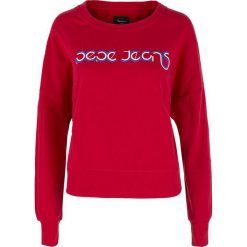 Bluza Pepe Jeans. Czerwone bluzki damskie Pepe Jeans, bez wzorów, z jeansu, bez rękawów, bez kaptura. Za 169,00 zł.