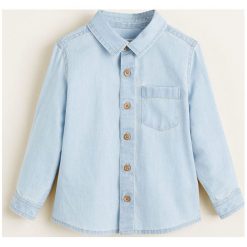 Mango Kids - Koszula dziecięca Daniel 80-104 cm. Szare koszule chłopięce marki Mango Kids, bez wzorów, z bawełny, casualowe, bez kołnierzyka, z długim rękawem, długie. Za 69,90 zł.