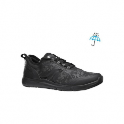 Buty damskie do szybkiego marszu PW 580 Waterproof w kolorze czarnym. Czarne buty do fitnessu damskie marki NEWFEEL, z gumy. Za 149,99 zł.