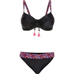 Bikini na fiszbinach "minimizer" (2 części) bonprix czarny. Czarne stroje kąpielowe damskie bonprix, bez wzorów. Za 89,99 zł.