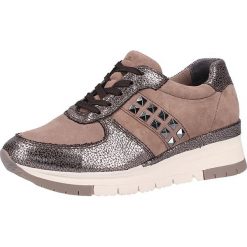 Skórzane sneakersy w kolorze beżowym. Brązowe trampki i tenisówki damskie Tamaris, Caprice, Marco Tozzi, s.Oliver, bez wzorów, na sznurówki. W wyprzedaży za 265,95 zł.