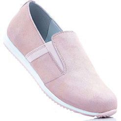 Buty wsuwane ze skóry welurowej bonprix dymny różowy. Różowe buty sportowe damskie bonprix, bez wzorów, ze skóry, eleganckie. Za 89,99 zł.
