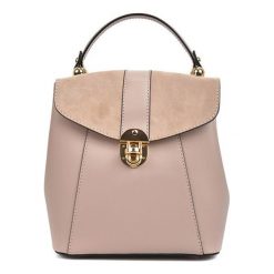 Plecaki damskie: Skórzany plecak w kolorze pudrowym – (S)22 x (W)22 x (G)12,5 cm