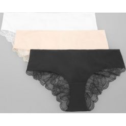 Majtki hipster z koronką 3 pack - Kremowy. Białe majtki damskie marki Reserved, s, z koronki. Za 49,99 zł.
