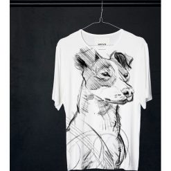 Jack-Russell-Terrier t-shirt woman. T-shirty damskie Pakamera, bez wzorów, z wiskozy, z okrągłym kołnierzem. Za 129,00 zł.