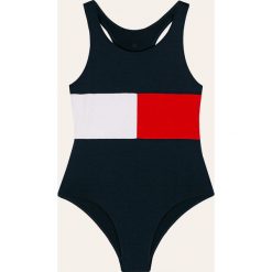 Tommy Hilfiger - Strój kąpielowy dziecięcy 104-164 cm. Niebieskie stroje kąpielowe dziewczęce TOMMY HILFIGER, bez wzorów, z elastanu. Za 199,90 zł.