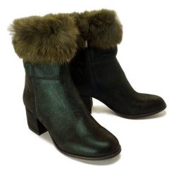 LANQIER 43C761 zielony brokat, botki damskie. Zielone botki damskie Lanqier, ze skóry, bez obcasa, na obcasie, na zamek. Za 299,90 zł.