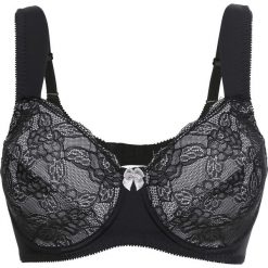 Biustonosz minimizer bonprix czarno-szary. Szare biustonosze bonprix, w koronkowe wzory, z koronki. Za 49,99 zł.