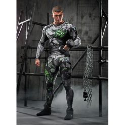 Rashguard długi rękaw DAVID - GREEN. Zielone koszulki męskie FJ!, m, z nadrukiem, z elastanu, bez kołnierzyka, z długim rękawem, długie, na fitness i siłownię. W wyprzedaży za 156,75 zł.