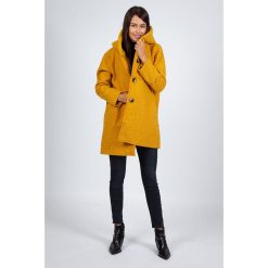 Płaszcz przejściowy w kolorze musztardowym. Żółte kurtki damskie Snowie Collection, xl, bez wzorów, długie, bez kaptura. W wyprzedaży za 159,95 zł.