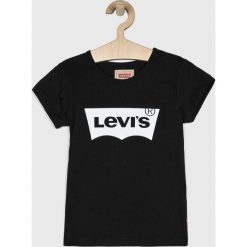 Levi's - Top dziecięcy 86-164 cm. Czarne bluzki dziewczęce Levi's®, z nadrukiem, z bawełny, z okrągłym kołnierzem, z krótkim rękawem, krótkie, bez kaptura. Za 69,90 zł.