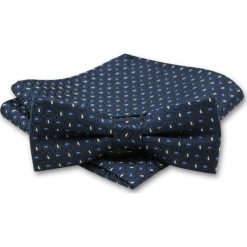 Elegancka Mucha Męska - Alties - Granat w Drobny Wzór MUALTS0149. Niebieskie muszki męskie Alties, na imprezę, w paski, eleganckie. Za 40,00 zł.