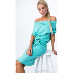 Sukienka Miętowa z wiązaniem 9978. Zielone sukienki damskie Fasardi, s, bez wzorów, bez kołnierzyka, bez rękawów. Za 59,00 zł.