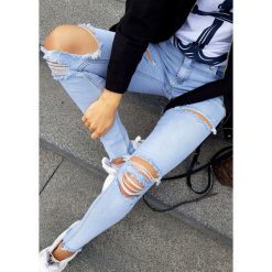 Spodnie Jeans House Off XS. Czarne spodnie damskie LIGARI JEANS, xs, z elastanu, z podwyższonym stanem. Za 139,00 zł.
