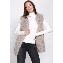 Szara Kamizelka Reciprocity. Szare kamizelki damskie Born2be, xl, bez wzorów, z futra, bez kaptura. Za 79,99 zł.