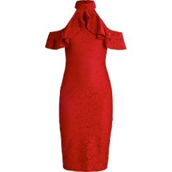 Sukienki: Missguided HALTERNECK FRILL DETAIL BODYCON MIDI DRESS Sukienka koktajlowa red