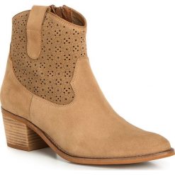 Buty damskie. Kozaki damskie Wittchen, na co dzień, na wiosnę, ze skóry, na niskim obcasie, na słupku, bez zapięcia. Za 599,90 zł.