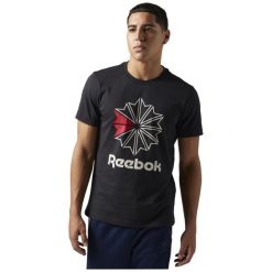 KOSZULKA REEBOK F GR TEE BQ3505. Czarne koszulki męskie marki Reebok, m, bez wzorów, bez kołnierzyka, bez rękawów. Za 99,00 zł.