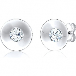 Srebrne kolczyki-wkrętki z kryształkami Swarovski. Szare kolczyki damskie marki Julie & Grace, z kryształem, srebrne. W wyprzedaży za 68,95 zł.
